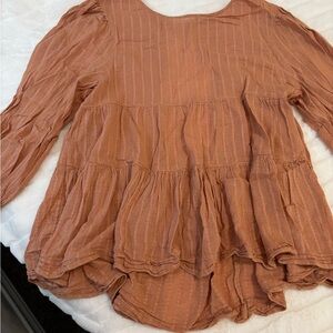 American Eagle Outfitters Terracotta Tiered Blouse